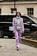 Streetstyle från London Fashion week, lila kostym.