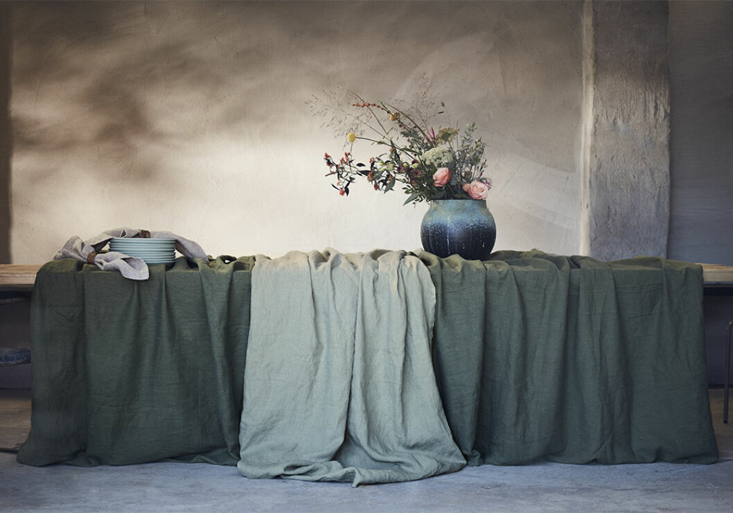 Gröna textilier hos Lovely Linen 2020
