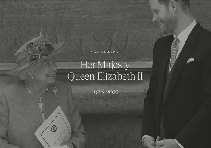 Hemsidan till Archewells som är Meghan och Harrys ideella organisation där prins Harry hedrar sin farmor. Hemsidan Archewells som tillhör prins Harry och Meghan Markles ideella organisation.