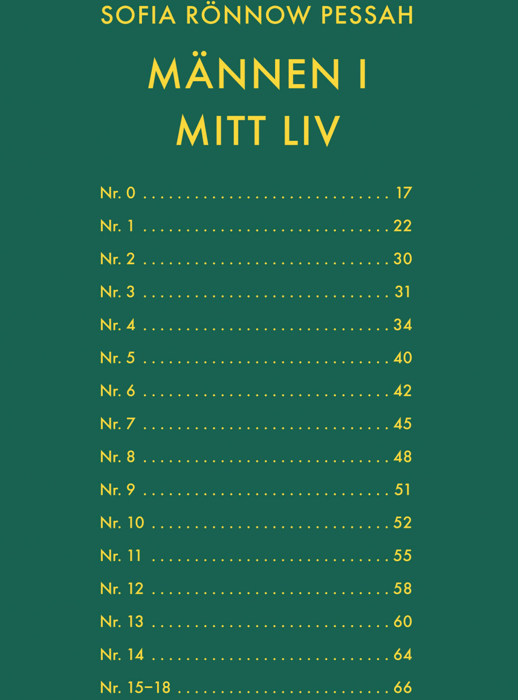 Bokomslag till Männen i mitt liv, lista över 16 män.
