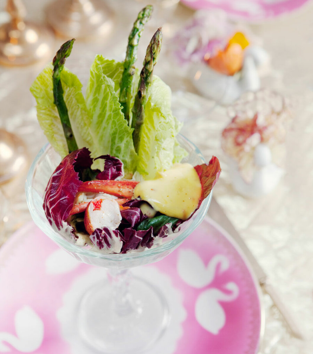 Hummersallad med chilimajonnäs. Hummersallad med chilimajonnäs.