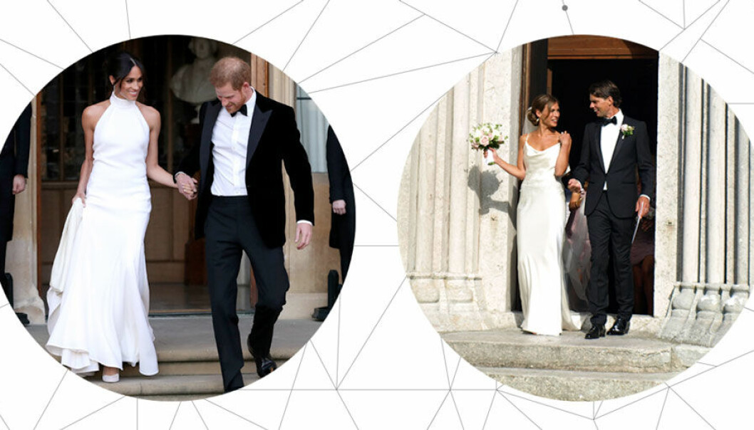 Likheten mellan Meghan Markle och Amanda Schulman bröllopsklänningar.