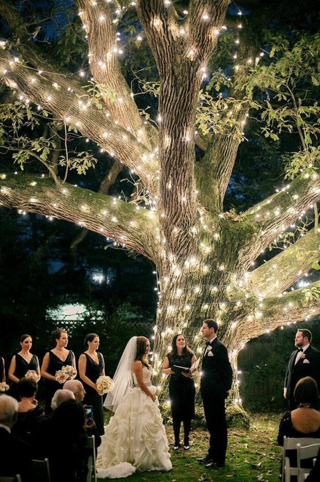Via: <a href="http://www.modwedding.com/2015/01/moonlight-pennsylvania-wedding-sparkling-tree-aldie-mansion/" target="_blank" rel="noopener">Modwedding</a> Midnattsbröllop