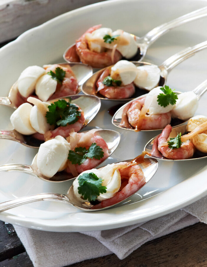 Recept på lyxiga räkskedar med mozzarella och ingefära