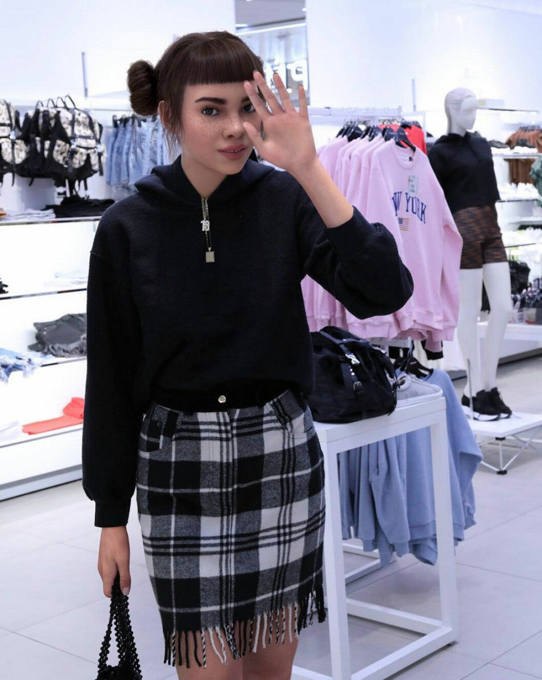 Miquela, en robot med 1,5 miljoner följare på Instagram. Foto: @lilmiquela. Den kända digitala avataren Miquela