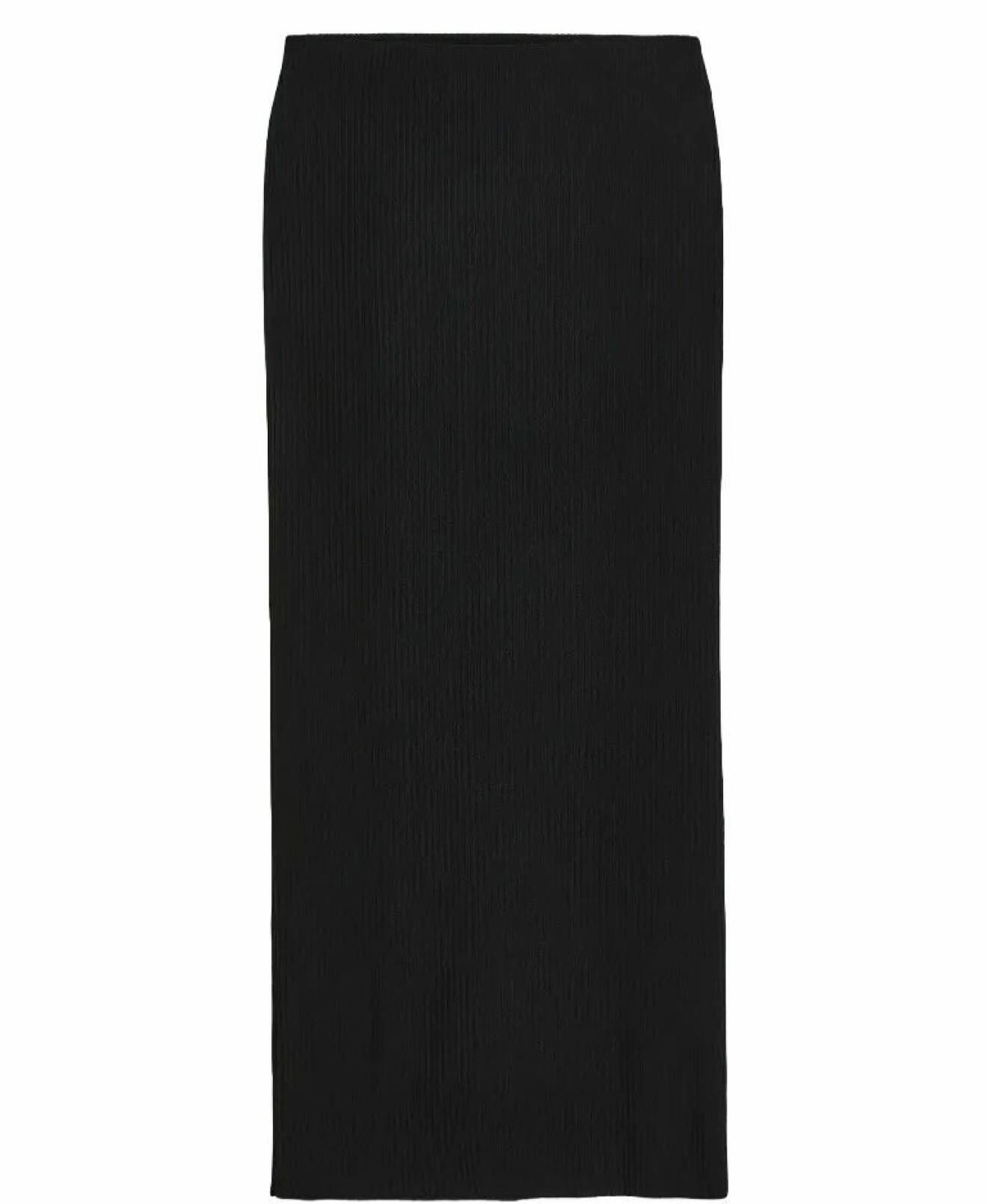 svart ribbstickad kjol från hm