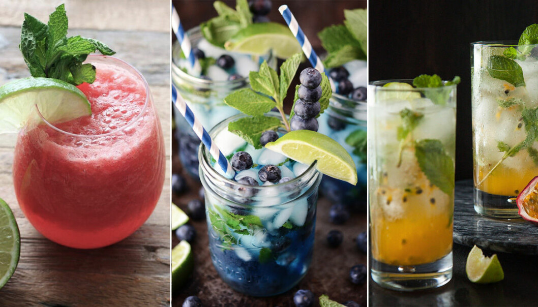 olika varianter av mojito med bär