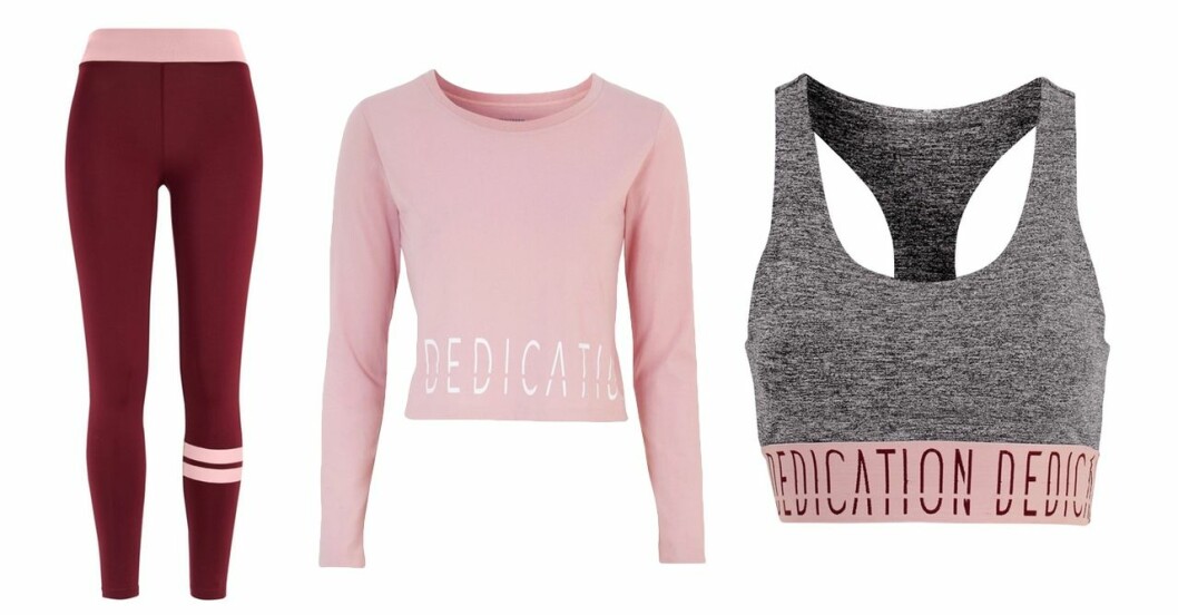 Mörkröda och rosa träningskläder