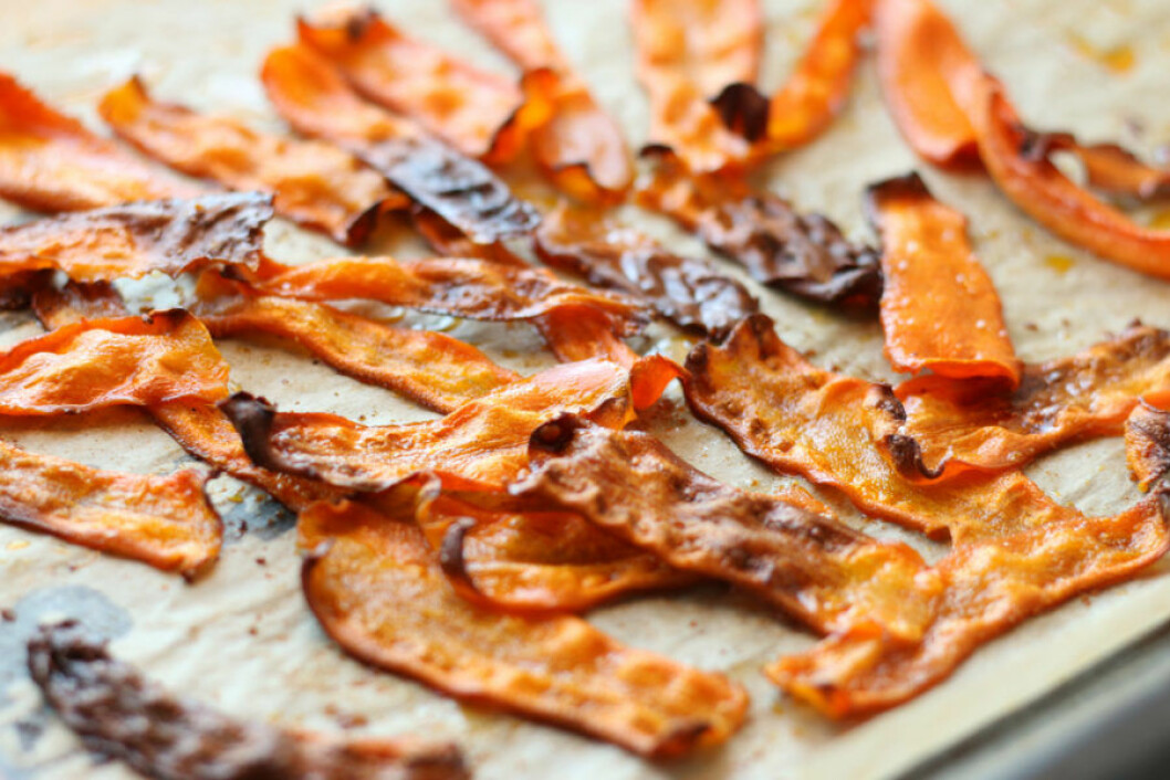 Krispiga morotsbacon. Krispiga morotsbacon.