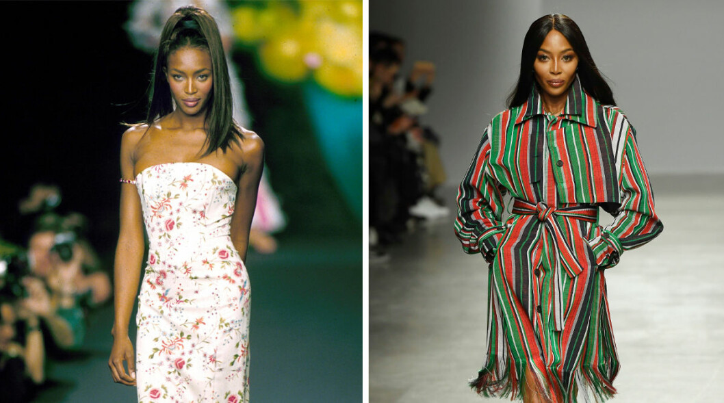 naomi campbell på catwalken då och nu