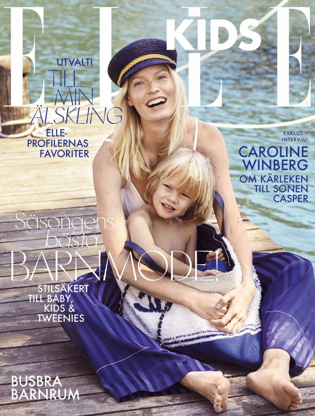 Caroline Winberg med sonen Casper på omslaget av ELLEs senaste tillskott ELLE Kids. Foto: Laura Sciacovelli, stylist: Amelianna Loiacono ELLE Kids ny tidning