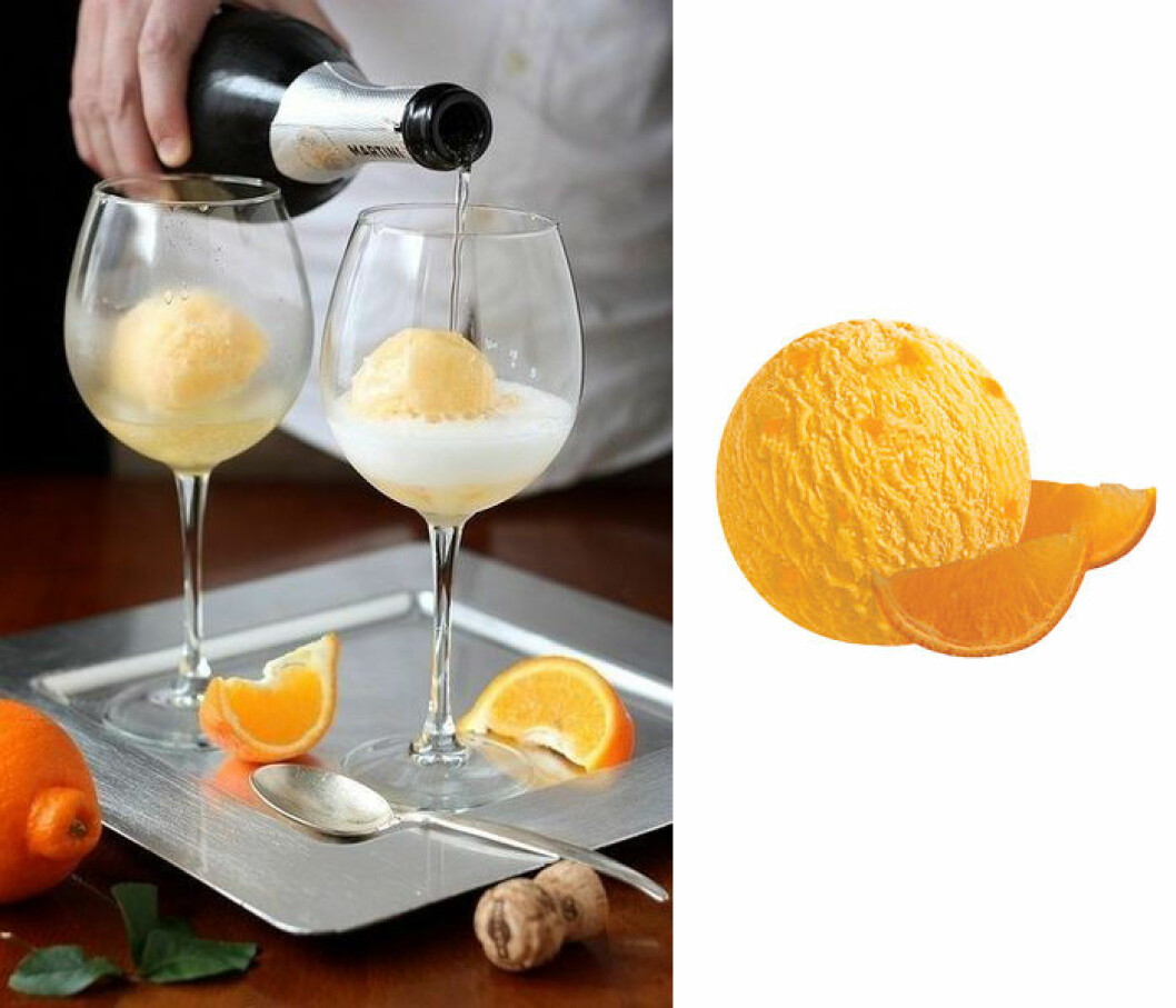 Via: <a href="http://www.picklee.com/2013/11/22/fresh-picked-friday-112213/">Picklee</a> & apelsinsorbet, finns i matbutiker Iskall drink på champagne och sorbet