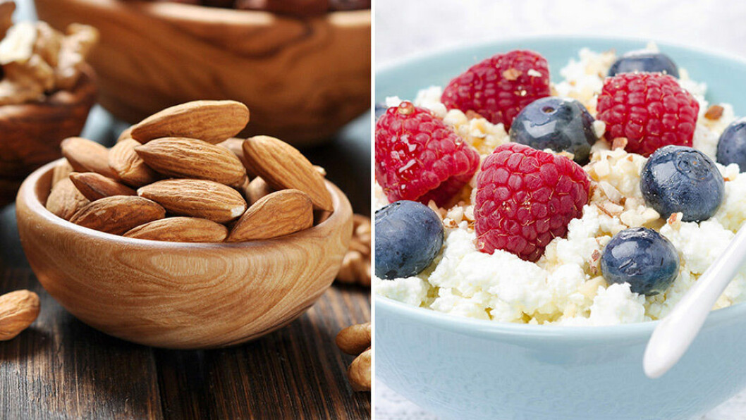 Nötter, bär och keso är både gott och nyttigt. Foto: Shutterstock Nötter, bär och keso är både gott och nyttigt.
