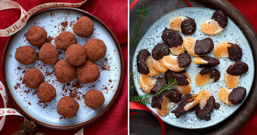 Nyttiga snacks med choklad.