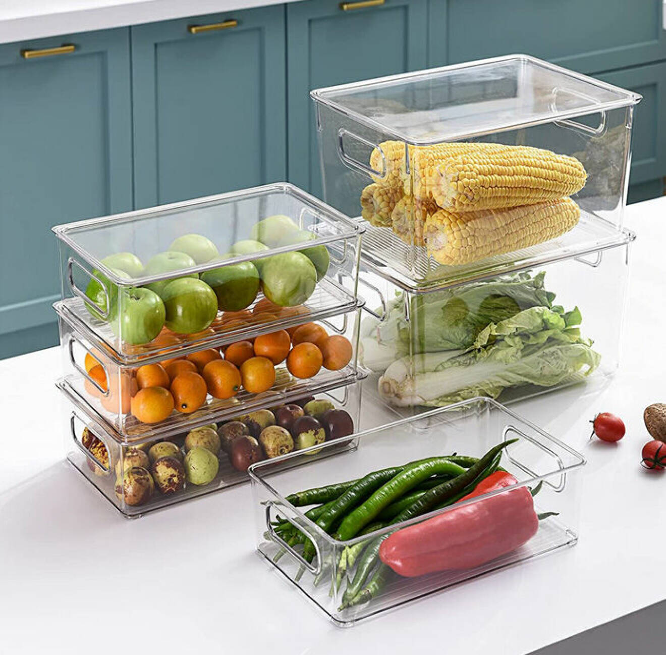organisera kylskåp – genomskinliga plastlådor till kylskåp