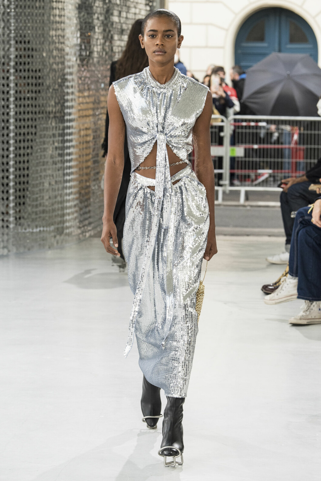 Paco Rabanne silver metallic ss21.