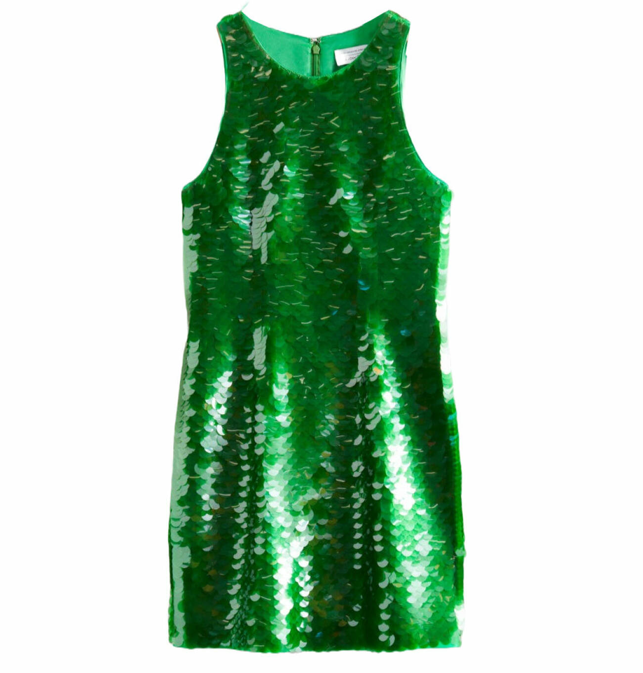 grön paljettklänning i kort modell