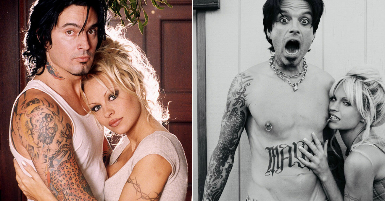 Tommy Lee och Pamela Andersons lookalikes Sebastian Stan och Lily James