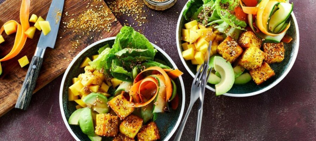 Paneer bowl med avokado och mango. Paneer bowl med avokado och mango.