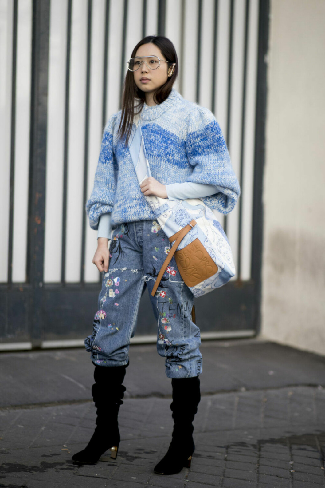 Streetstyle Paris FW, blå outfit.