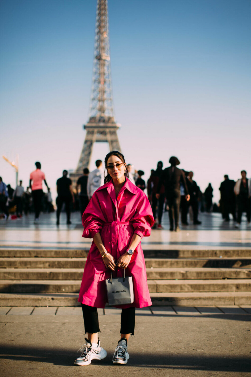 Streetstyle Paris FW, rosa trench.