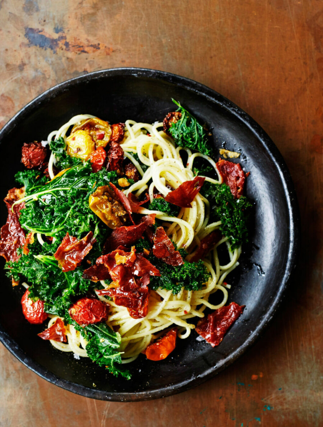 Recept på pasta med bakade tomater och parma