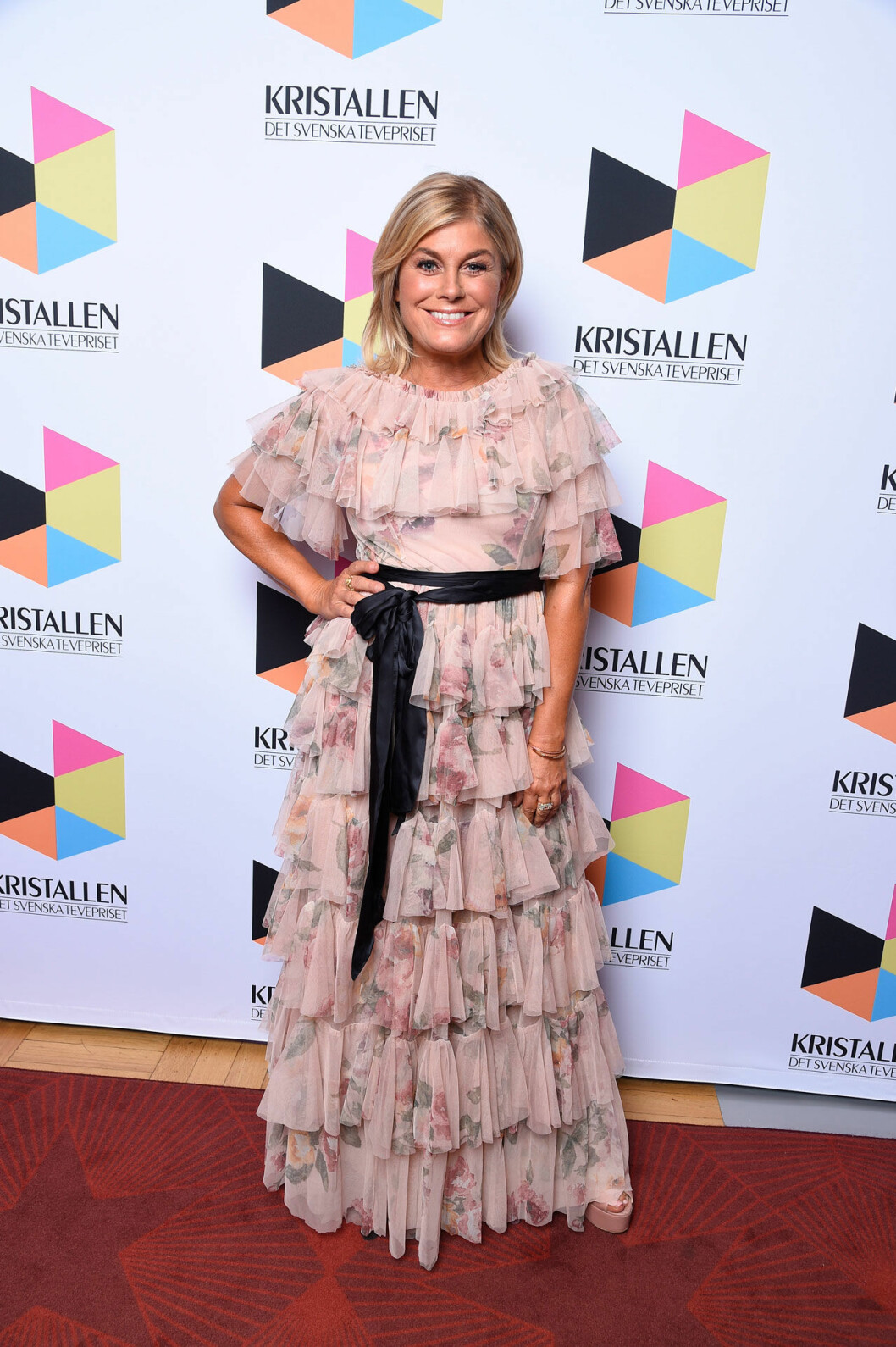 Pernilla Wahlgren. Pernilla Wahlgren på röda mattan på Kristallen 2020