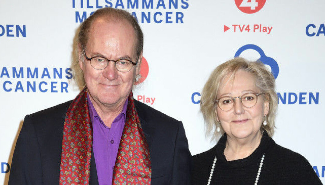 Peter Haber och Lena på Barncancer-galan 2020. Peter Haber, Lena Hansson
