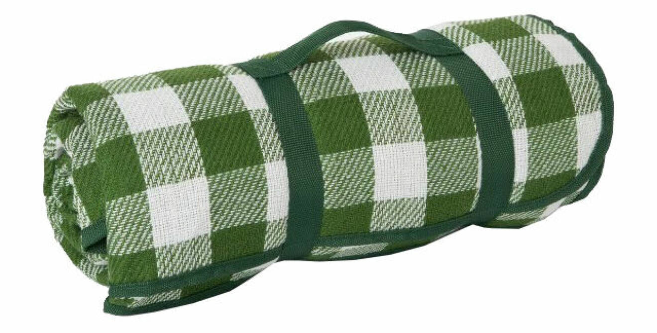grön rutig picknickfilt med handtag från Åhléns
