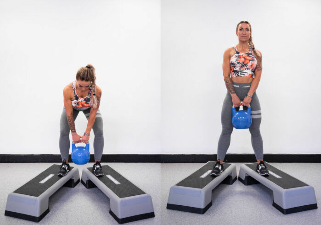 Marklyft med kettlebell