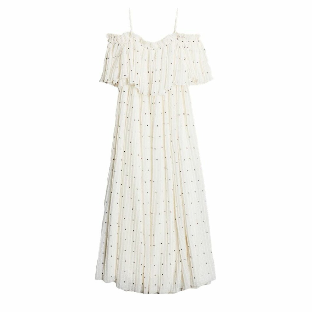 Plisserad klänning off shoulder