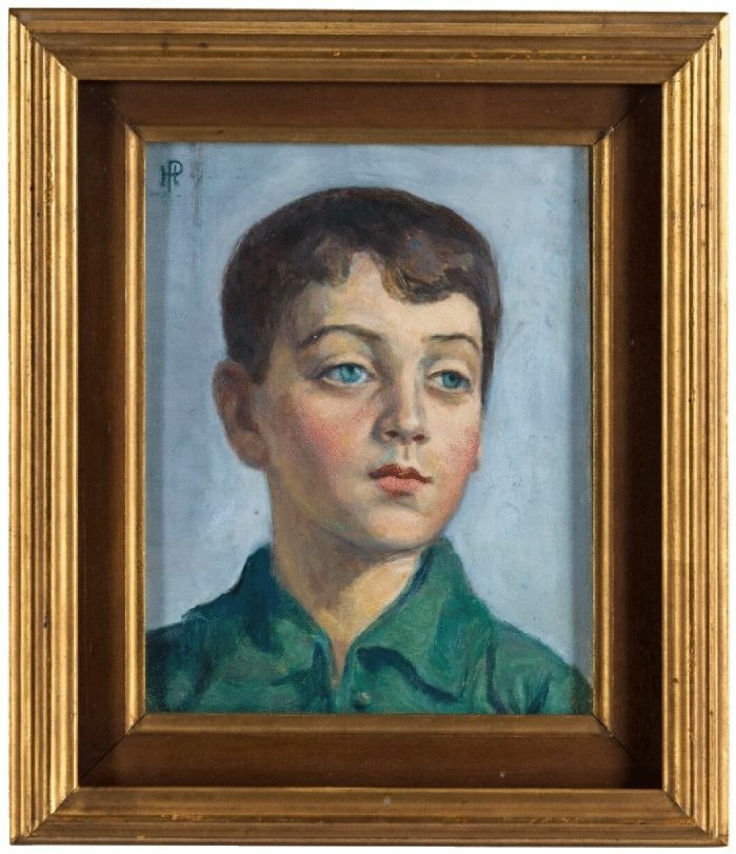 Porträtt av Jonas Bonnier, 28×21 cm, signerad och daterad 1925, Hanna Hirsch Pauli. 3 000 kr, Bukowskis online. Porträtt av Jonas Bonnier av pojke