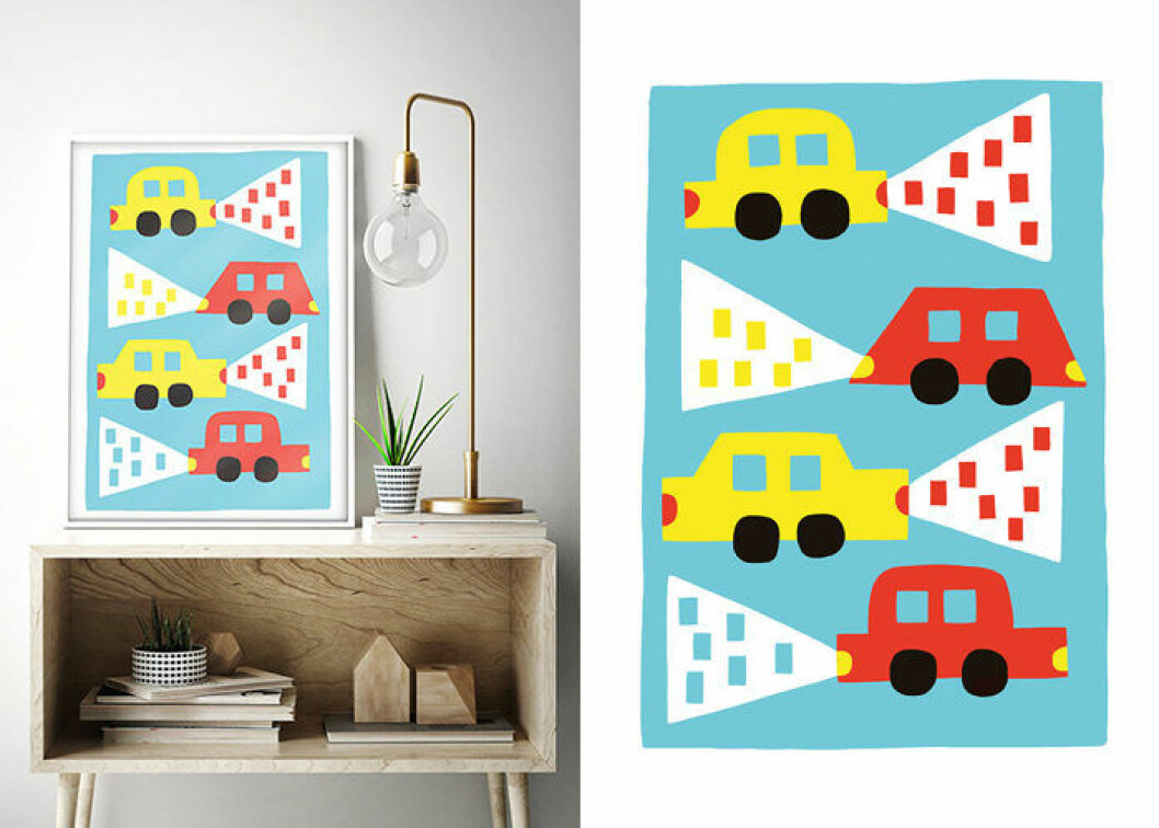 Poster till barnrummet med bilar från Walladore