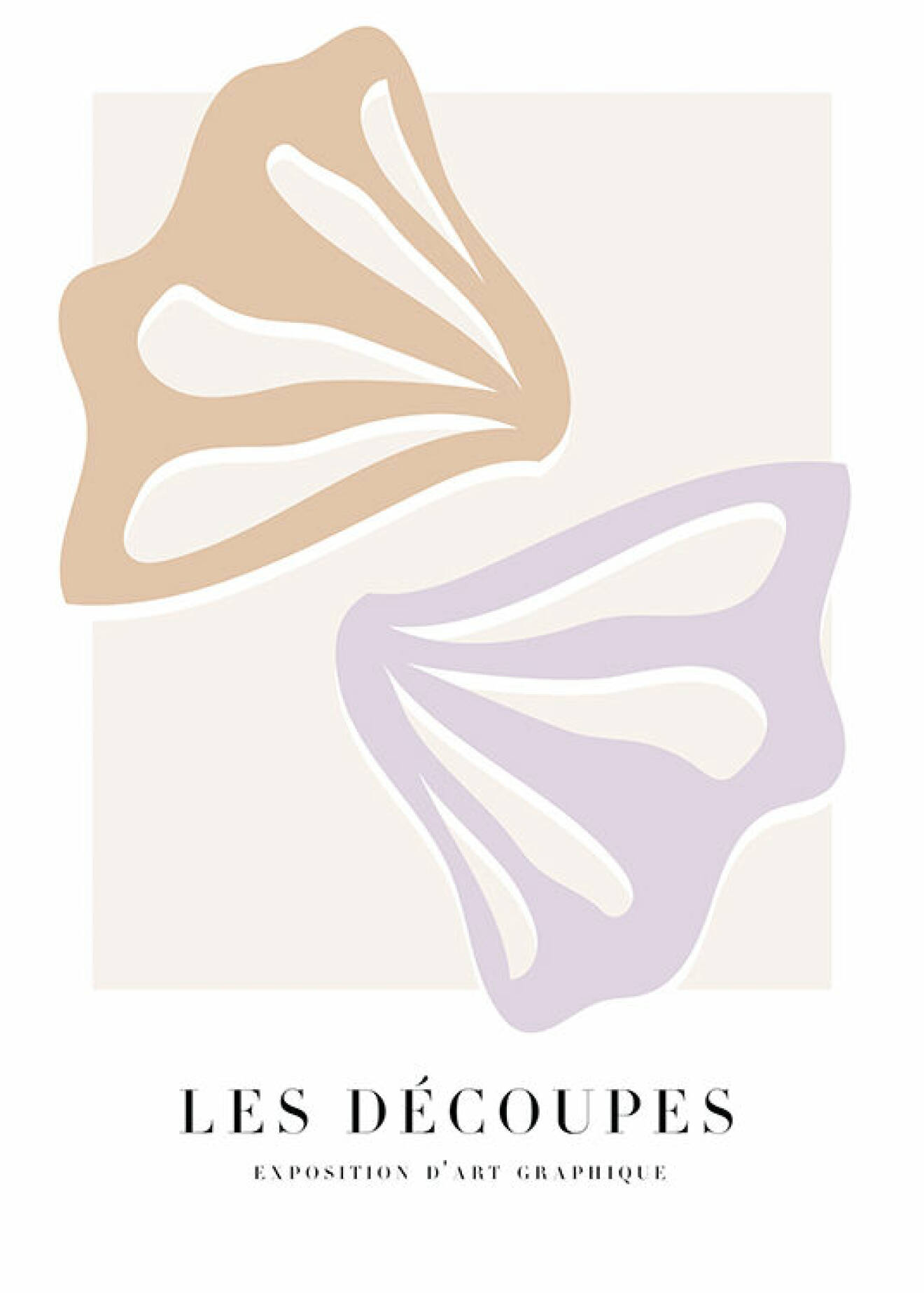 Poster med mönster i lila och beige färg.