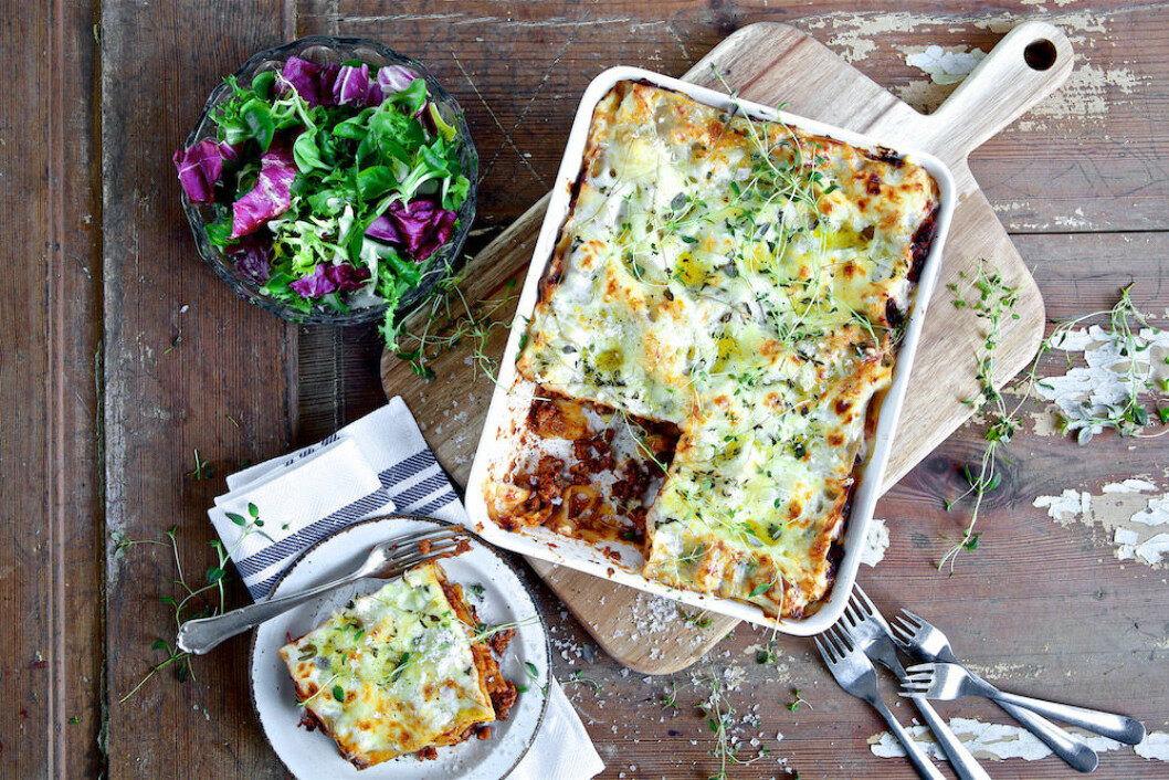 Supersnabb vegetarisk lasagne. Supersnabb vegetarisk lasagne.