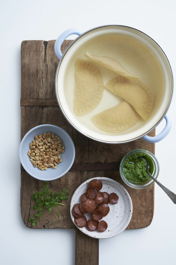 Ravioli mezzaluna, steg 6.