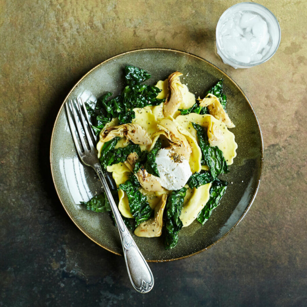 Recept på ravioli med svartkål och getost