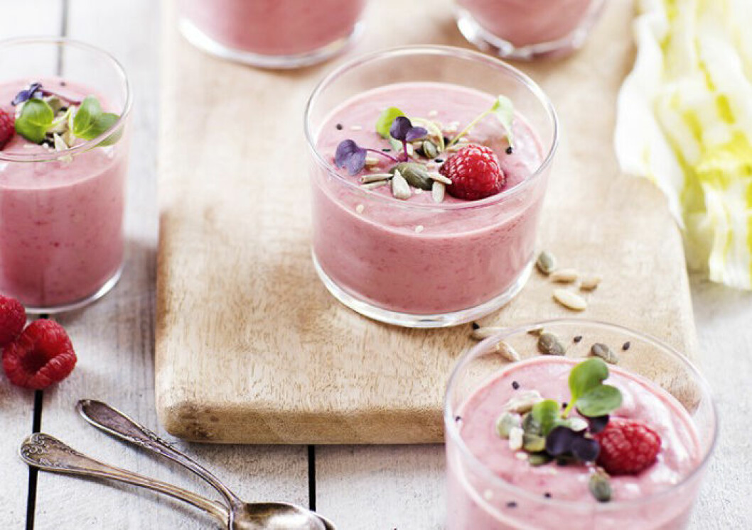 Hallonsmoothie med ingefära. Hallonsmoothie med ingefära.