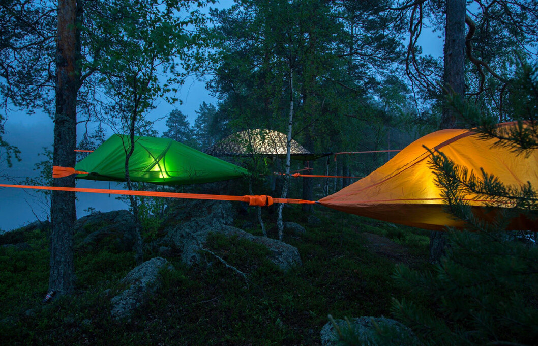 Trädtält i Nuuksio nationalpark.
