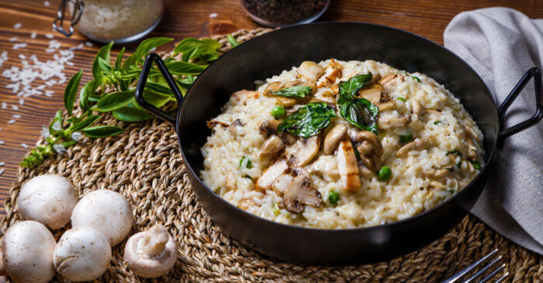 Krämig risotto med kyckling.