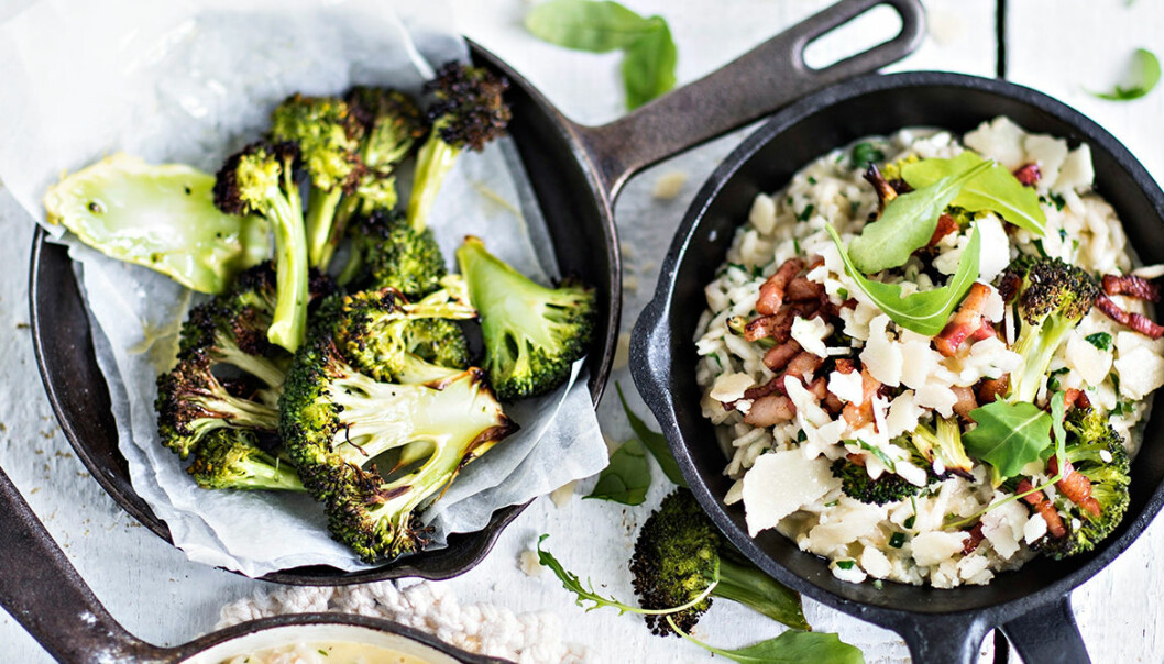Recept på risotto med sidfläsk och sotad broccoli