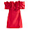kort röd klänning i off shoulder modell