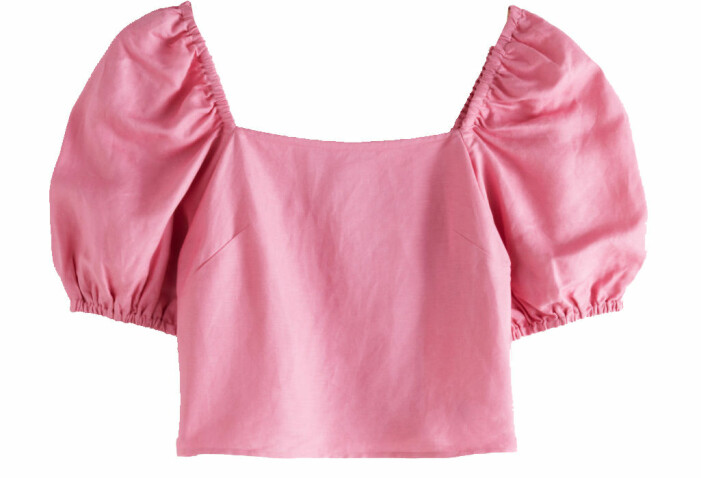 rosa croppad tröja med puffärm