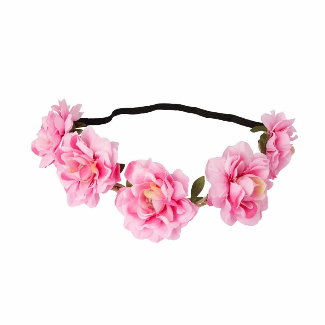 Hårkrans med rosa blommor
