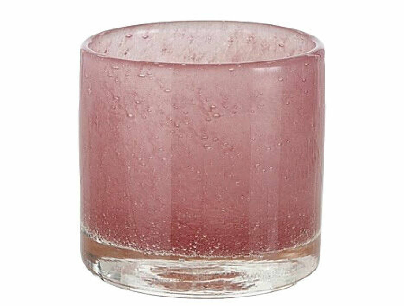 rosa ljushållare i glas från ellos