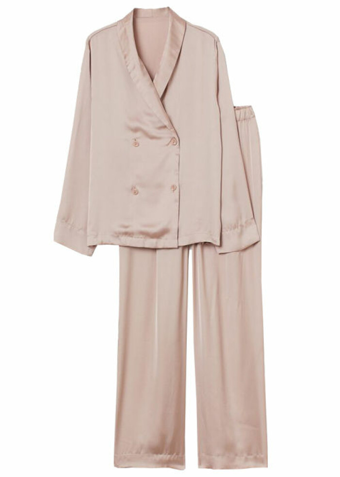 rosa pyjamas i satin till dam