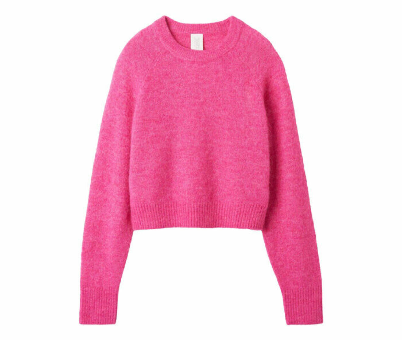 rosa stickad tröja gjord i ull och alpackamix från CW by Carin Wester