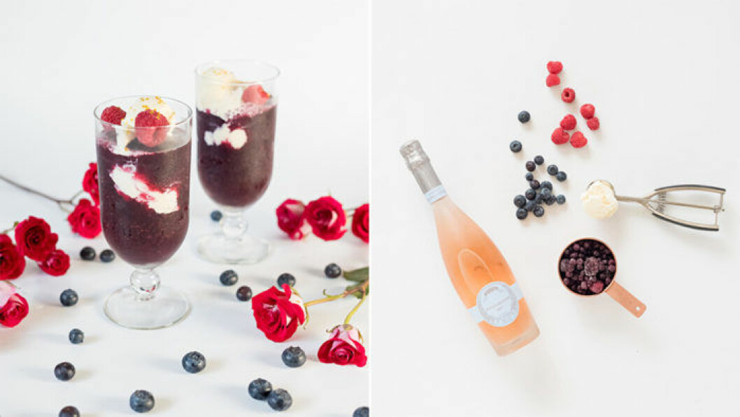 Vinfloat med rosévin.