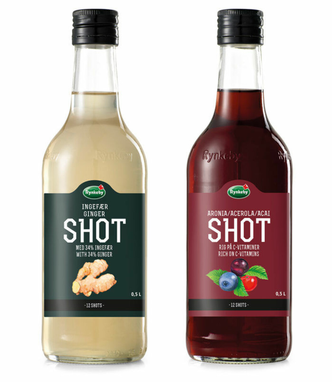 Ingefära Shot och Aronia Shot från Rynkeby.