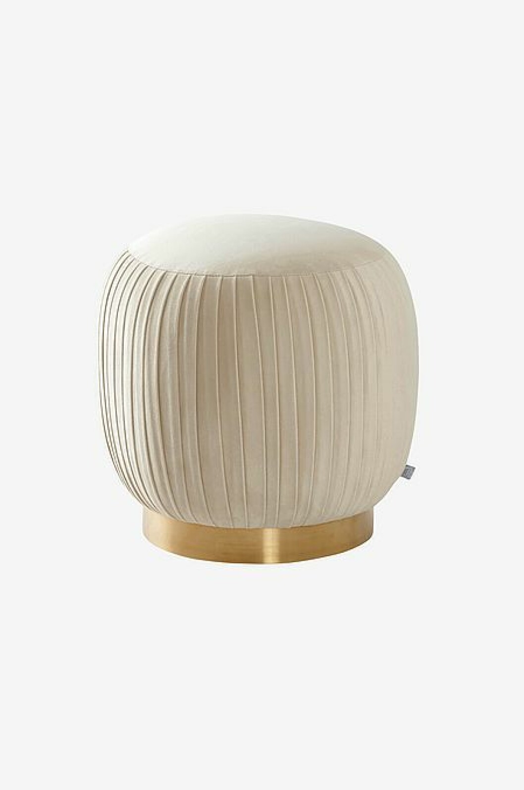 Vit sittpuff med mässingdetaljer